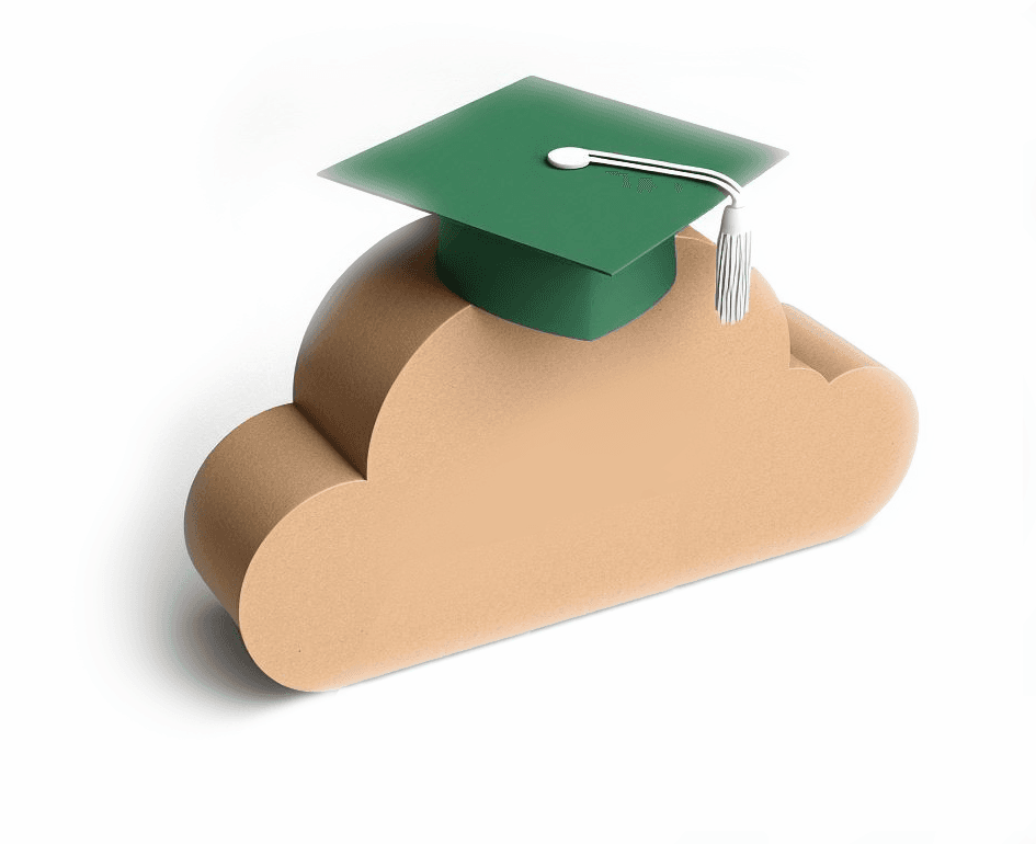 Un nuage vert recouvert d'un chapeau marron.